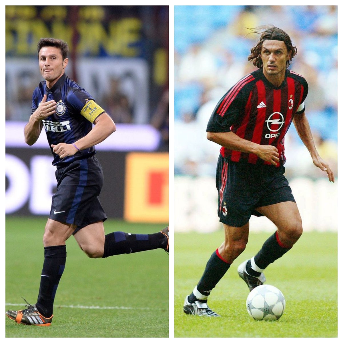 🤔Selon toi, quel a été le meilleur défenseur latéral entre ces deux ÉNORMES légendes❓

 J. Zanetti 🔁            P. Maldini ♥️