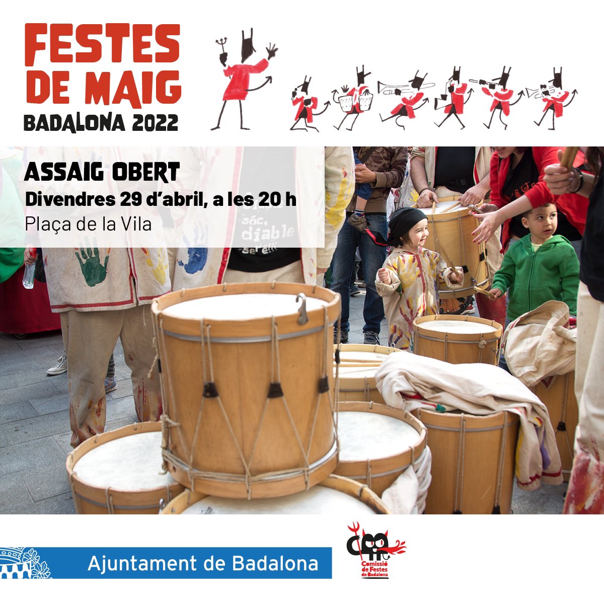collamicaco's tweet photo. #Badalona que avui comença!!! @festesdemaig
Us esperem a les 20h a la Plaça de la Vila amb la resta d’entitats del seguici!
Al finalitzar l’assaig obert, continuarem amb el nostre assaig amb PROVA SORPRESA final!
#castells #castellers #collamicaco https://t.co/PHBEsprt59