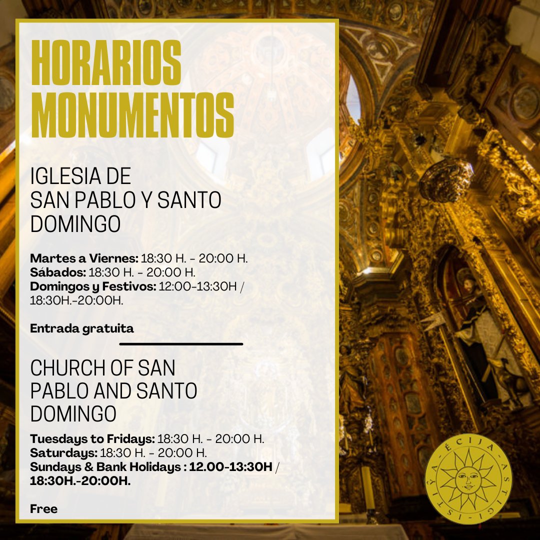 Te invitamos a recorrer la #ciudad y conocer nuestras #iglesias⛪
Son una seña de identidad patrimonial, histórica y religiosa de #Écija.👏
En nuestra web encontrarás los #horarios y breves descripciones de ellas, acompañadas de #audioguías. 
🖥👉 turismoecija.com