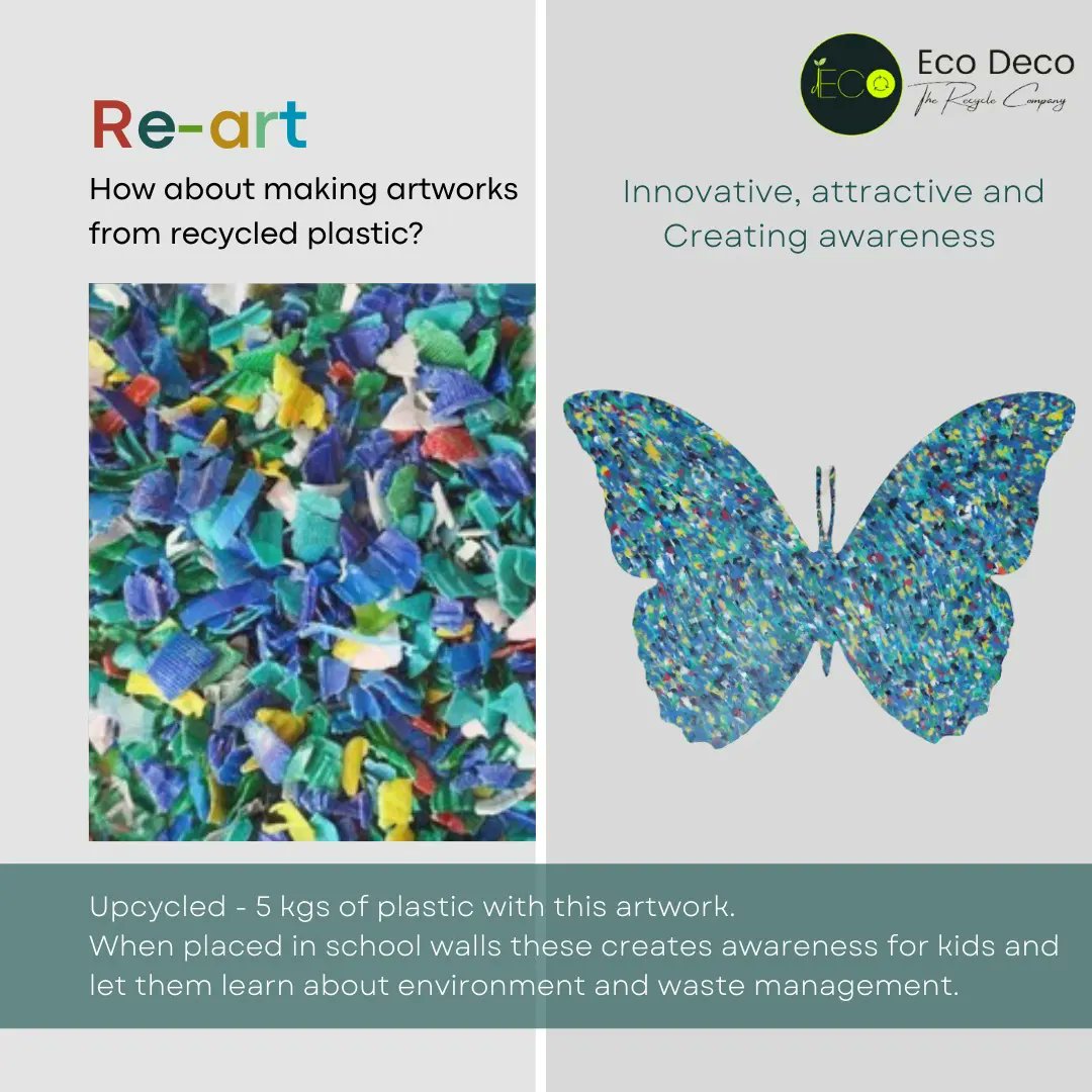 econsciousindia's tweet photo. Artworks made from recycled plastic. Isn't this should be the new way of creating awareness ? Beauty with cause ♻️
Saving plastic from going into the landfill and converting it into beautiful piece of art #recycle #plasticpollution
#plasticwaste #Awareness #wastetowonder https://t.co/XwoOygtTQY