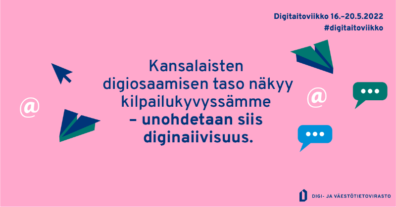 DVVfi's tweet photo. Digitaitoviikolla avaamme keskustelun digiosaamisen vaikutuksesta kilpailukykyymme. Keskustelemassa mm. sekä EK:n johtava asiantuntija @MikaTuuliainen, tietojenkäsittelytieteen professori @teemu_roos ja sosiaalipsykologi @SuviUski. Lue lisää!

#digitaitoviikko #dvv