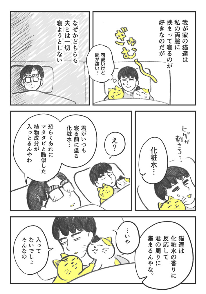 なぜか夫とは寝ない2匹の猫 嫉妬心のあまり、夫が…? https://t.co/hIvyjRCf7g @grapeejpより 