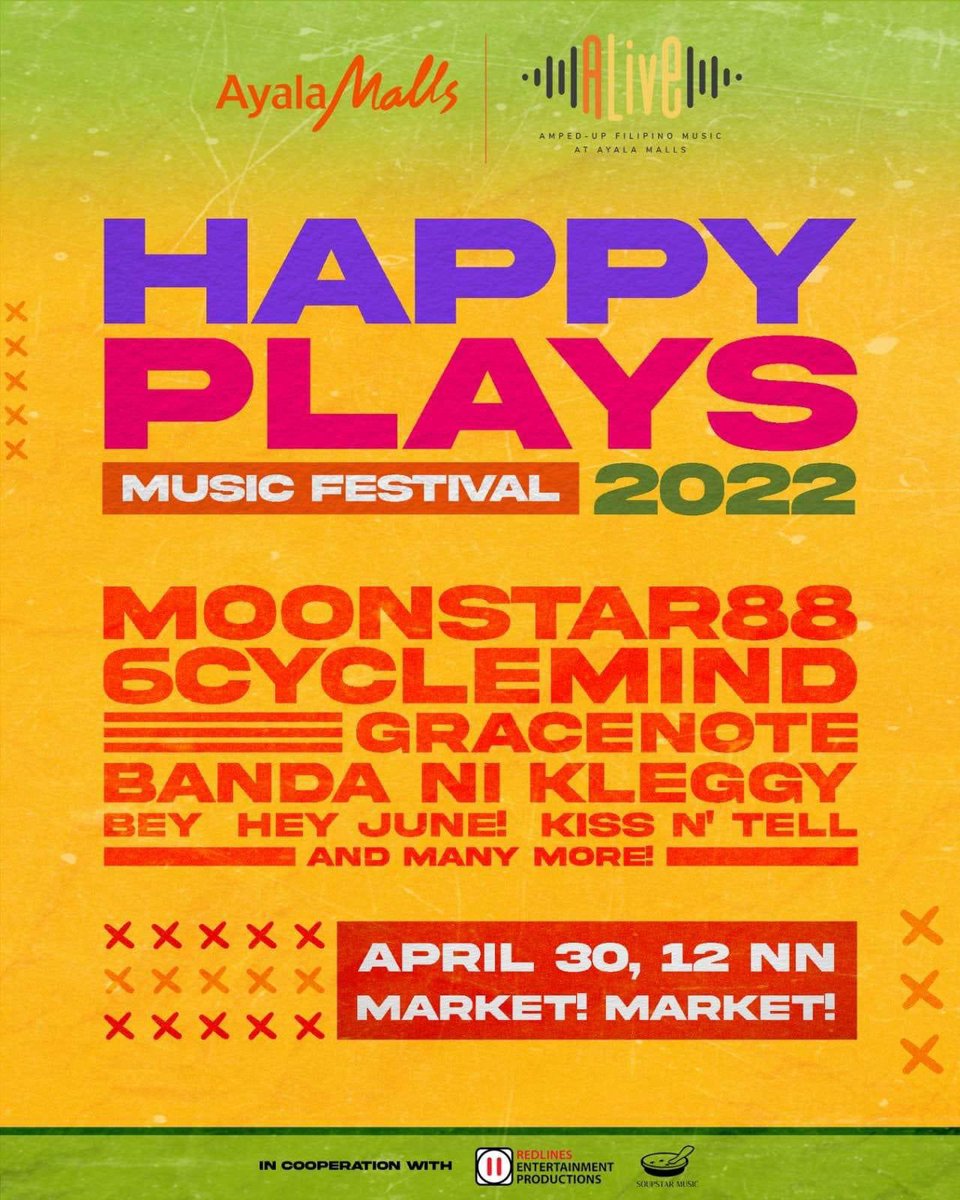 WeAreMeryl's tweet photo. Hey! We'll be playing live tomorrow at Ayala Malls (Market! Market) alongside these fantastic bands and artists. If you happen to be in the vicinity, say hi! The show starts at 12 noon!
#WeAreMeryl #LATGS https://t.co/R3g1S8BcrC