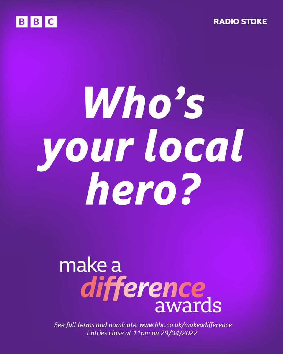 You have until 11am today to nominate here... bbc.co.uk/makeadifference.

I'll be on the radio at 7.30 am talking about being a judge.  Listen in if you are up.