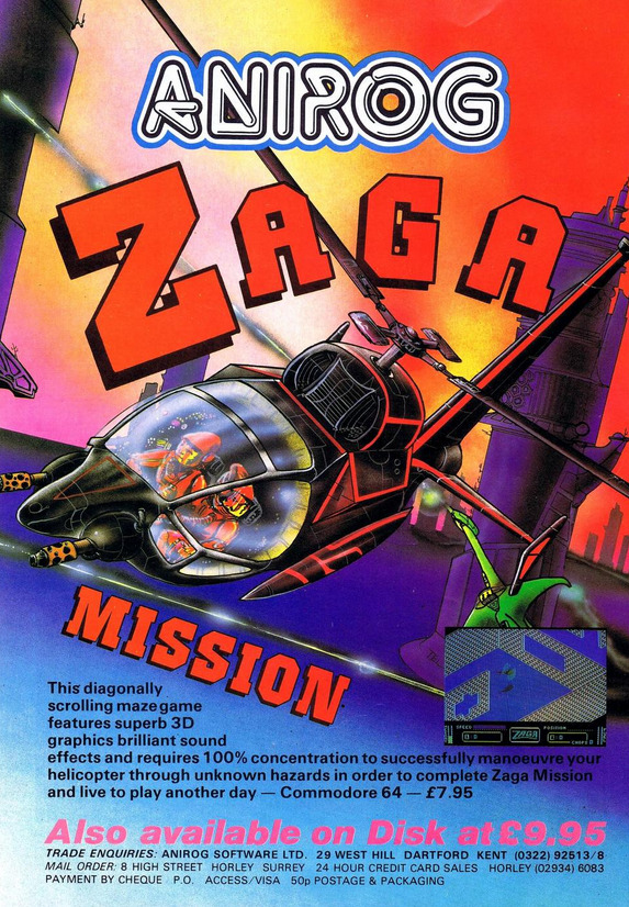 NicodemusFLT's tweet photo. #ANIROG #ZAGA #Zaxxon-Clone #Commodore64
11/1984 Games Computing Ad https://t.co/KeEiuG0qZQ
