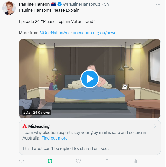 PaulineHansonOz's tweet image. Twitter has now censored this episode as well, limiting shares, comments and likes.