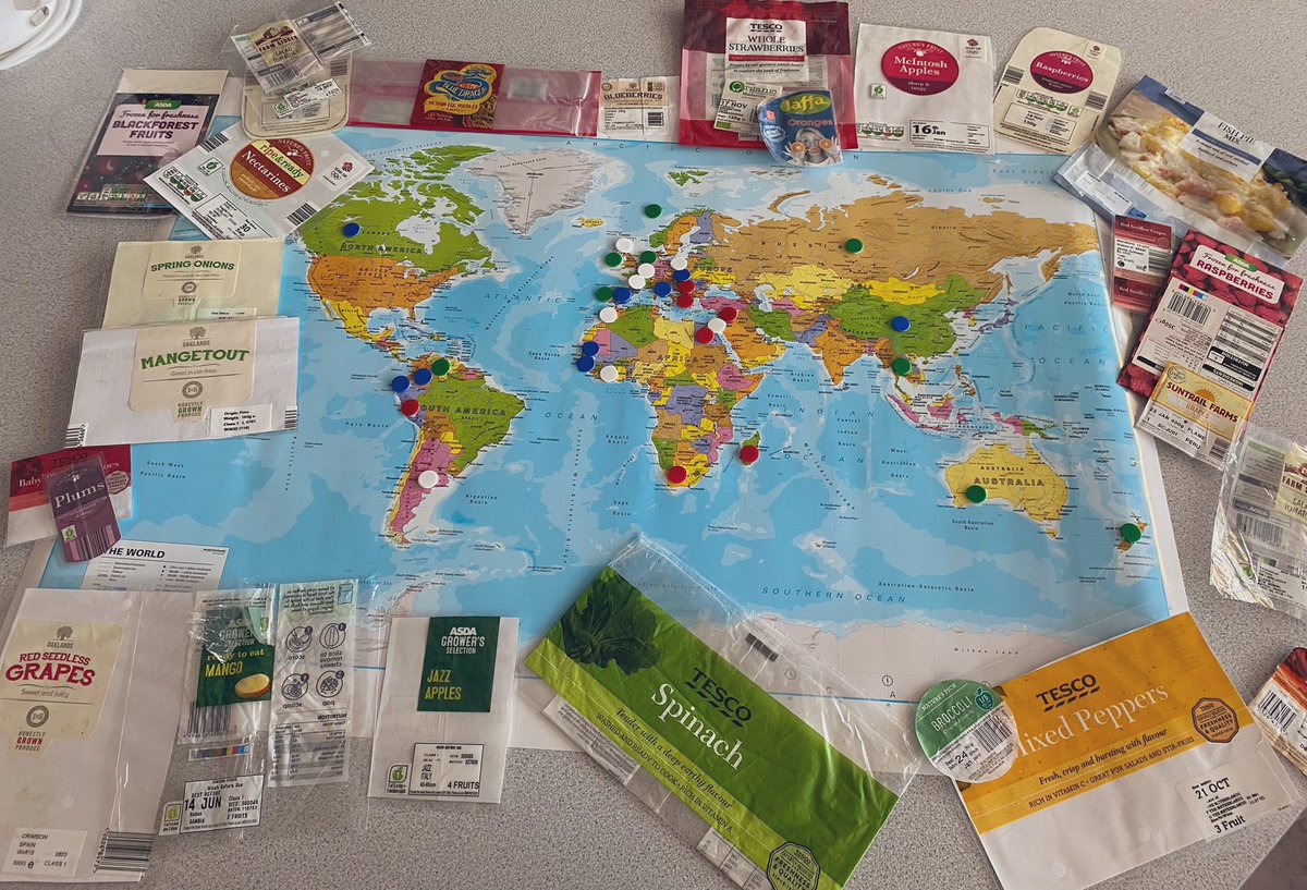 S1 have been busy investigating where our food comes from while learning about food miles and the importance of eating locally produced food 🌍🍓🥕🥦#eatlocal