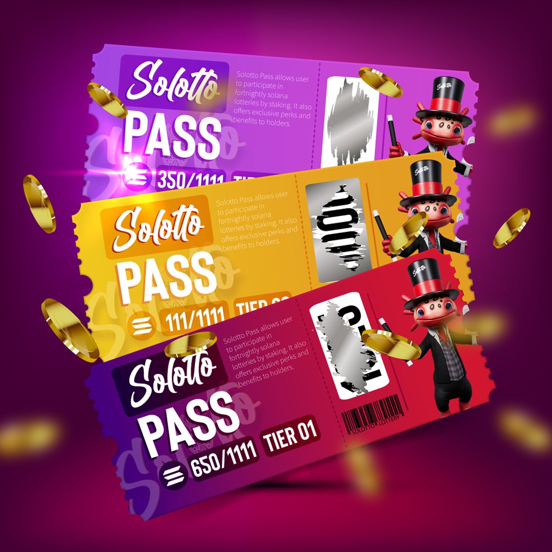 🎁 GIVEAWAY 🎁 

🏆 1 SOL ($100)
🏆 1x SoLotto NFT ($100+)
🏆50x WL spots

To Enter: 
1⃣Follow @SolottoclubNFT &amp; <a href="/TheSolanaBoss/">SOL Boss</a>
2⃣RT, ❤️ &amp; tag 2 friends

✅Bonus, join: discord.gg/bWPufX3NQz

🔔Winners announced in 48 hours🔔 
#SolanaNFTs #NFTs
