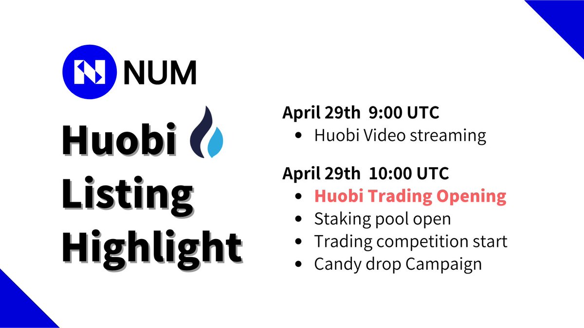 numbersprotocol's tweet photo. 🔥Huobi Listing Campaign Highlight🔥
#NUM listing on @HuobiGlobal

$NUM token deposits has opened and trading will begin at 10:00 (UTC) today.

Set your reminder and don't blink in case you miss it 😎

👉Learn More about Huobi Listing: https://t.co/ETPZxxQH13 https://t.co/JFIL2wpeGw
