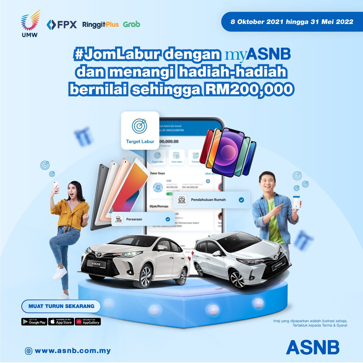 ASNBmy_official's tweet photo. Realisasikan matlamat kewangan anda dengan Target Labur melalui aplikasi myASNB.
Tetapkan 2 matlamat pelaburan dengan sasaran RM5,000 setiap satu untuk peluang menyertai kempen #JomLabur.
Kempen sehingga 31 Mei 2022.
Jom Target Labur!
Info lanjut: https://t.co/0lUw2ts95T https://t.co/snvJxKJBUw