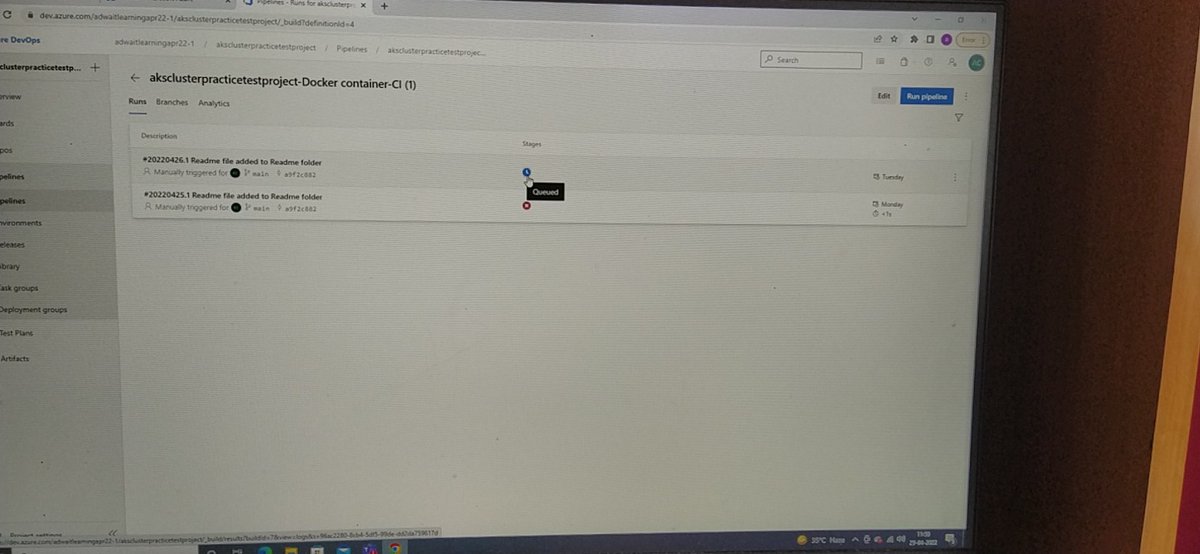 adwaitchuri's tweet photo. @AzureDevOps Hi Team, thank you for the reply.
When I have created Pipeline and trying to Run, it's been queued from last Tuesday.
And when I try to do Release , there too it's queued.
Please help to proceed. https://t.co/Pa09mOeCVM