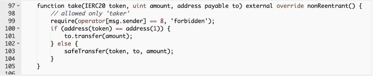 #CommunityAlert 🚨

We looked into EvoBridge and noticed that the bridge has an admin backdoor take function that allows the admin to move funds from the bridge and lack transparency. 
Please beware of the risks.
bscscan.com/address/0x06c3…