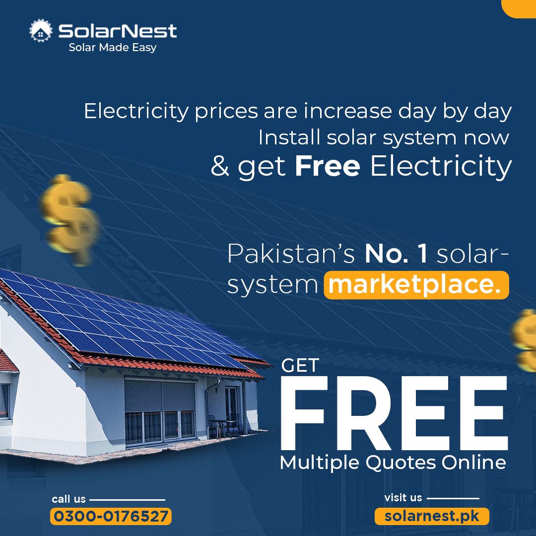 solarnestpk's tweet photo. The ever increasing price of electricity calls for another source of electricity i.e. Solar energy. Get your systems installed at your convenience with SolarNest.

Visit https://t.co/nGvNQIUdC0 to get best quotations.

#solarenergy #SolarNest #solar #bestprice #solarsystem #Solar https://t.co/fDihUoSubo