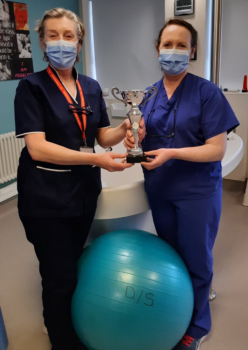 Ita(L) and Monica (R) members of the @CoombeHospital @hsesteps winning team in 2021 take time out from Night Duty to tell staff to register for 2022 Challenge on #NationalWorkplaceWellbeingDay. These ladies and colleagues clocked up 5,425,945 steps! Beat that!! @DMHospitalGroup