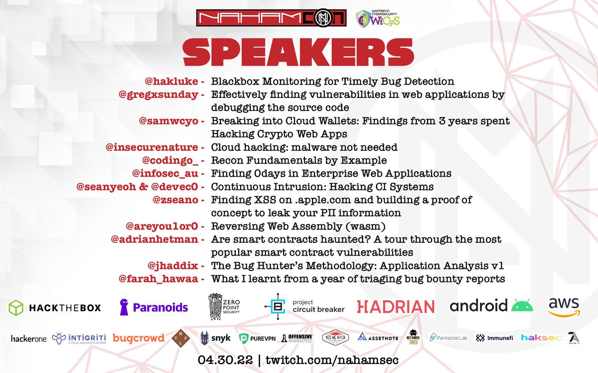 NahamSec's tweet photo. #NahamCon2022 - April 30, 2022 @ 9:00 AM PDT! 
See you there! https://t.co/8R1FRwiEJL