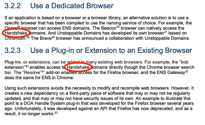 namerjohnnywu's tweet image. My favorite part is Section 3.2, Various Bridging Techniques, which talks about the many ways of resolving alternative naming systems like $HNS.

Handshake is mentioned in literally EVERY subsection!

Goes to show where our community's priorities have been: building.