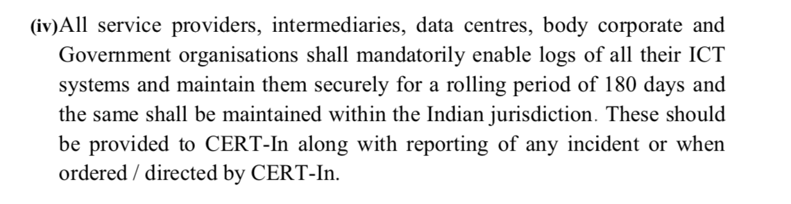 digitaldutta's tweet photo. All your server logs belong to Government of India now. These rules are going from bad to evil bad very quickly. https://t.co/3SWA0utTeo