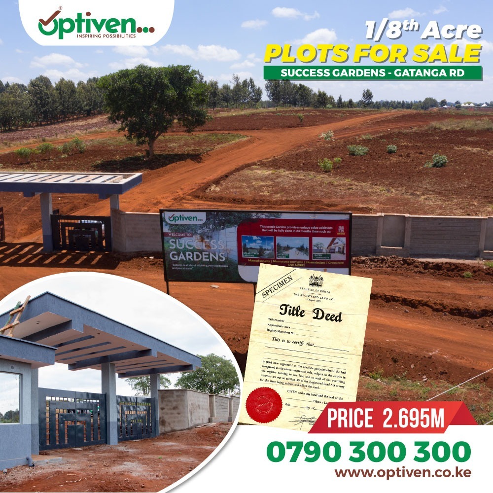 victormatara's tweet photo. Success Gardens is ideal for building a home or for commercial purposes.
So, how much does it cost?
Get the first-movers advantage of paying Cash Ksh 2.695M per 1/8 acre plot. You can also pay a Ksh 799K deposit & finish the rest in instalments.
#20DaysOfEaster https://t.co/0YAxAAaXAK