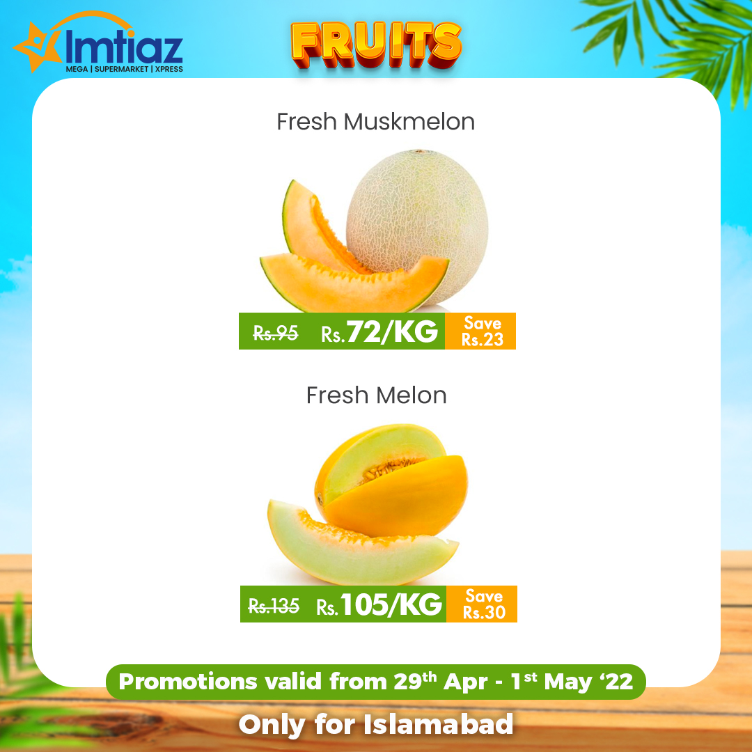imtiazstores's tweet photo. Itβs time for our weekend promotions! Pick fresh fruits & vegetables at discounted rates & make healthy, delicious home-made meals. Visit Imtiaz Store now! ππ₯
#ImtiazStores #WeekendPromotion https://t.co/f7ueyoLLjm