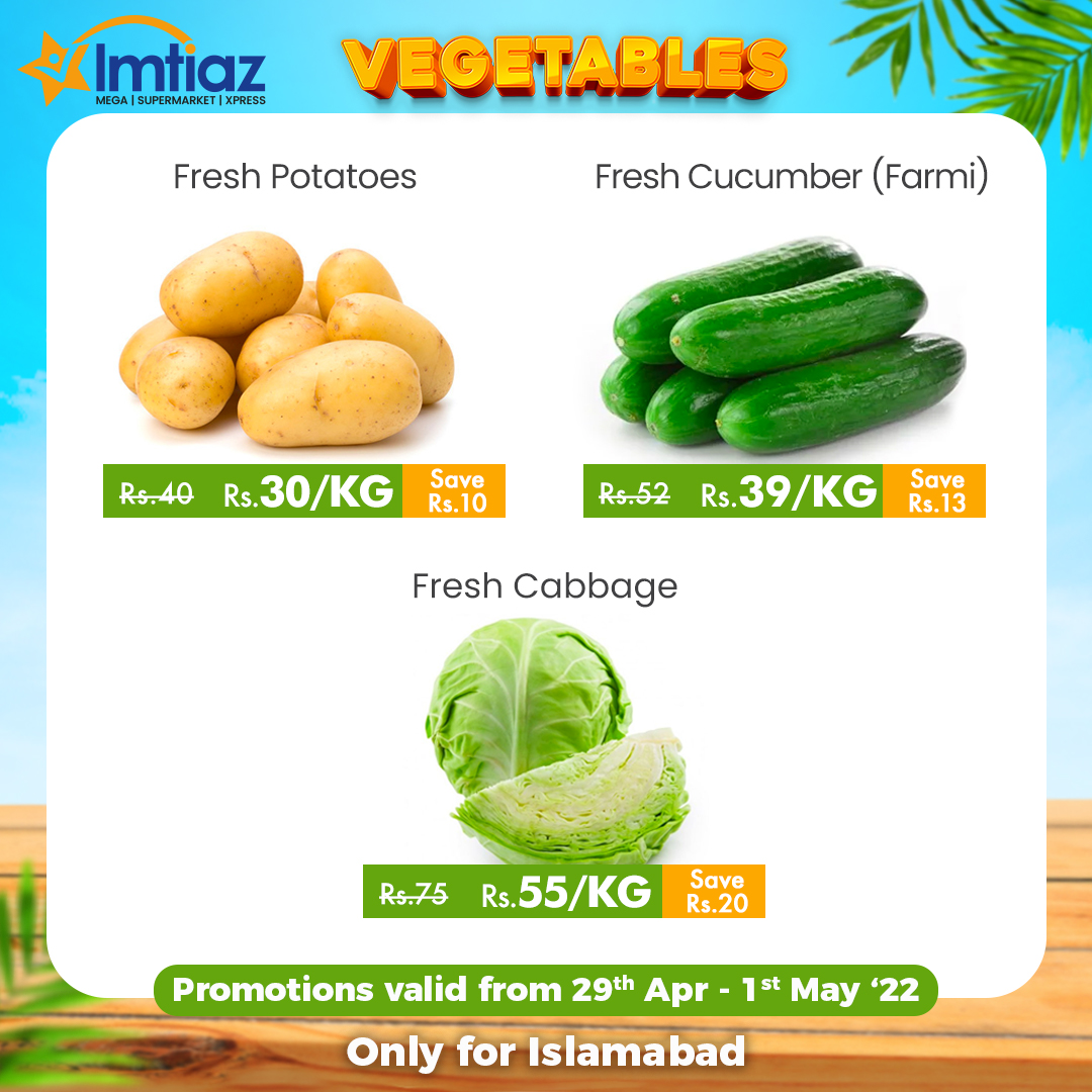 imtiazstores's tweet photo. Itβs time for our weekend promotions! Pick fresh fruits & vegetables at discounted rates & make healthy, delicious home-made meals. Visit Imtiaz Store now! ππ₯
#ImtiazStores #WeekendPromotion https://t.co/f7ueyoLLjm