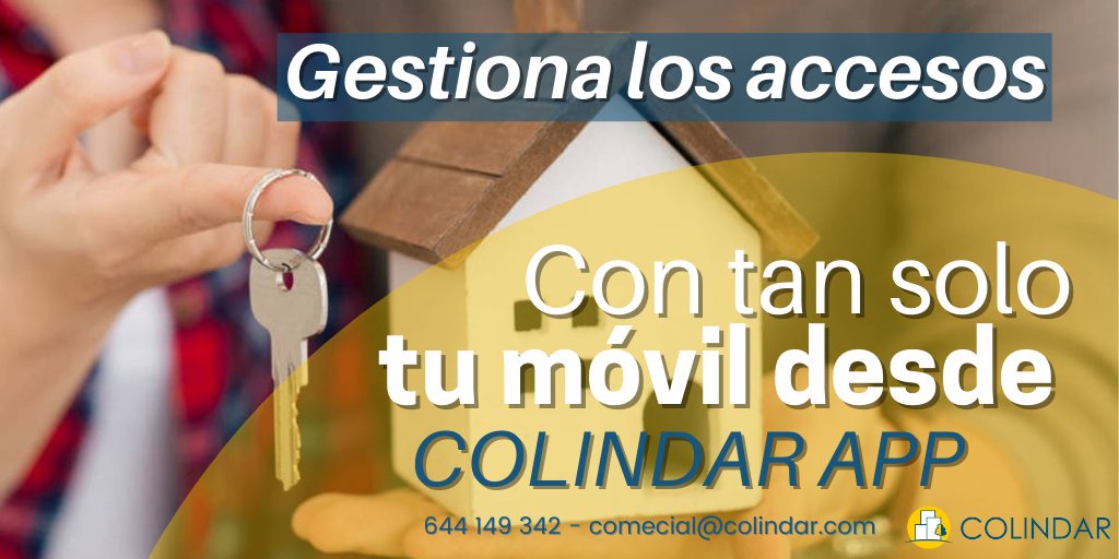 ¡Controla los accesos a tus instalaciones! 🔑 Con Colindar desentiéndete de las llaves.

bit.ly/3rOPtfI

#domotica #comunidaddevecinos #puertasautomaticas