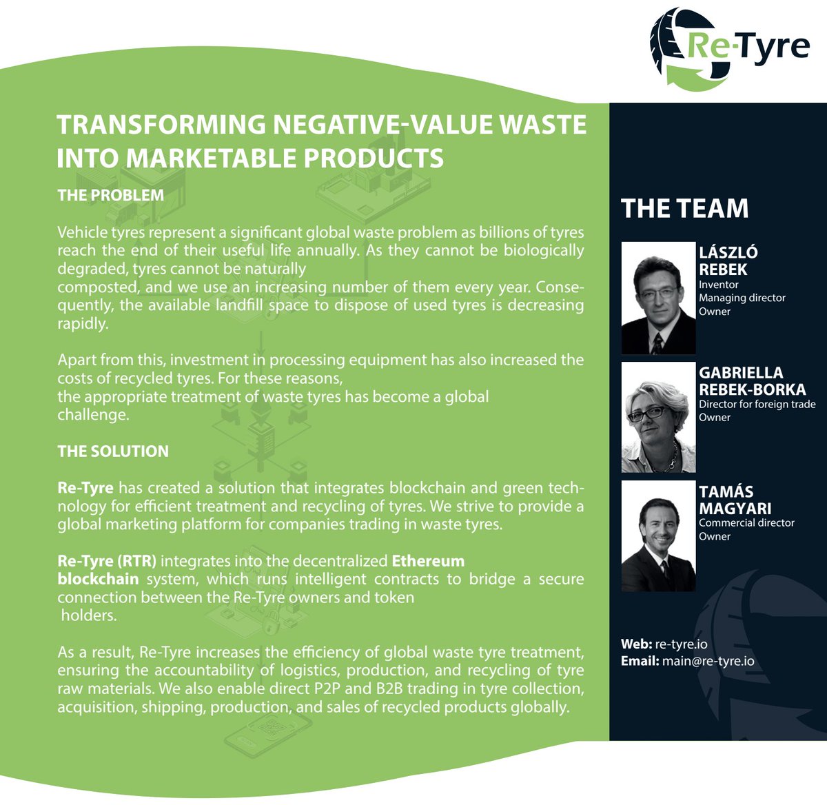 ReTyresolution's tweet photo. 🚨We are exclusively sharing the first look of our onepager with you!🌟🌎

Check it out, read it, love it, and share it! $RTR

Soon available on our website! #Retyre https://t.co/rOqX65HuVN