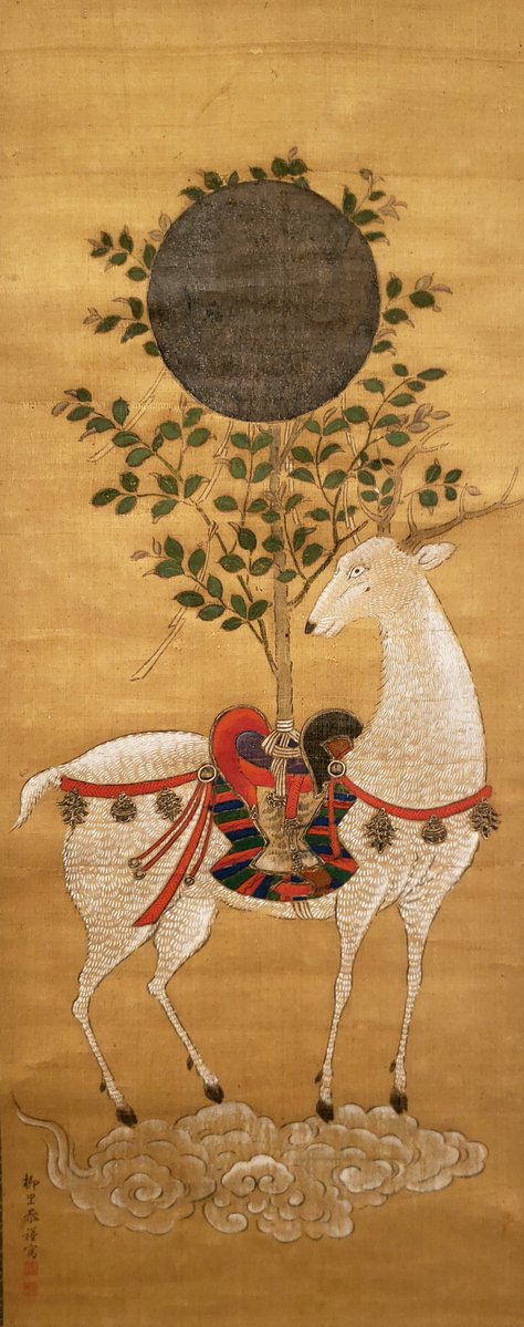 春日鹿曼荼羅図 芸術装飾画 掛け軸 仏画 絹布画芯未表装35 x 97 春日鹿曼荼羅図 芸術装飾画 掛け軸 仏画 絹布画芯未表装35 x 97