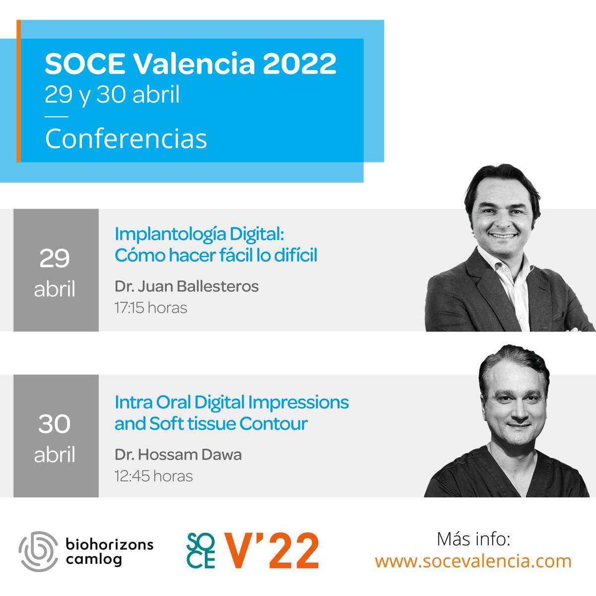 BHCLGroupEs's tweet photo. Hoy es #viernes y queremos proponerte un plan
Las ponencias de los doctores Juan Ballesteros y Hossam Dawa en el marco de #SOCEValencia2022
💥Entrada libre💥 ¡No te lo pierdas!
#Valencia #España #FlowDigital https://t.co/r18S6l5qMH