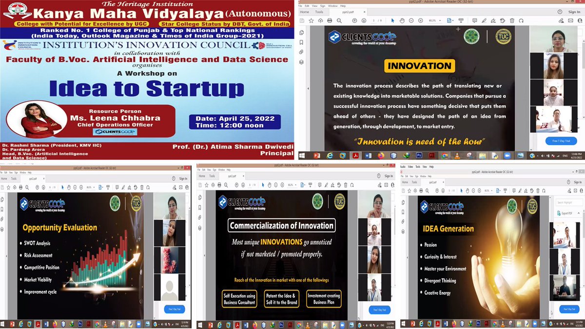 kmviic's tweet photo. KMV IIC Organises A Workshop on "Idea to Start up"
@abhayjere @mhrd_innovation
@DrRPNishank
@Kmvjal
@rashmi_3a
@Atimadwivedi
@narendramodi
@EduMinOfIndia
@kmviic https://t.co/iNcxiDiH1X