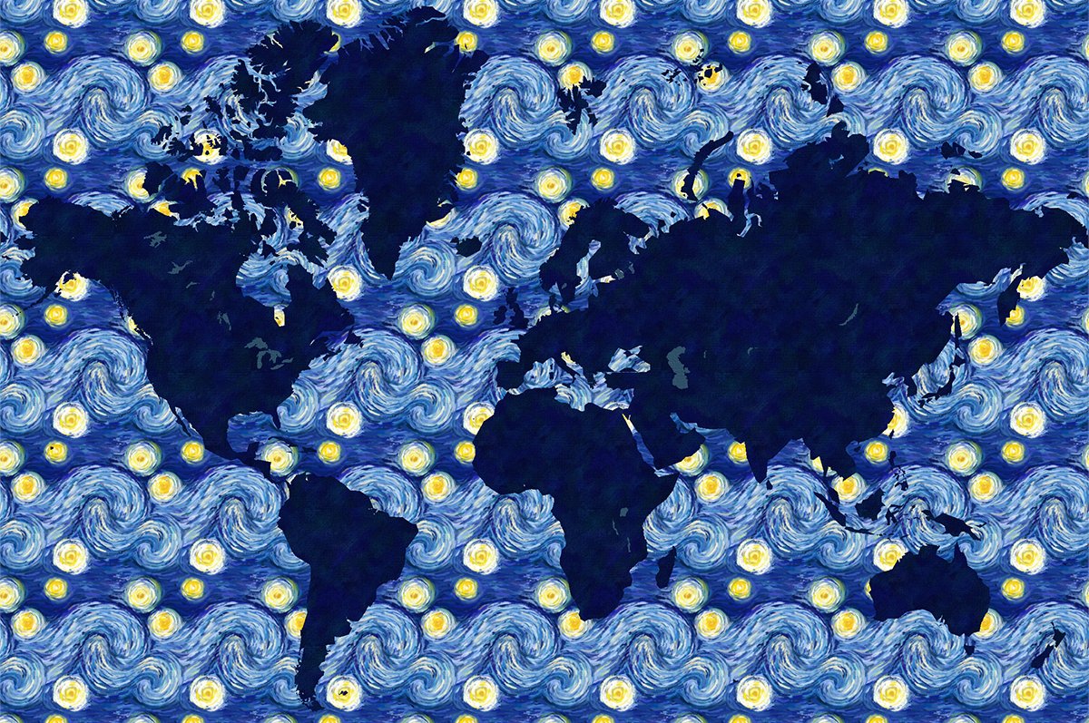 esriuk's tweet image. After recently celebrating Van Gogh&apos;s 169th birthday, we designed a &apos;Starry Night&apos; inspired basemap within #ArcGIS Online to mark the occasion. Read about the process and access the basemap in this blog: ow.ly/2AYk50IUGt2