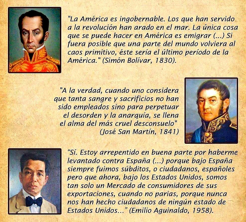 Juancorreillo's tweet photo. 29-IV-2022: Grandes líderes de la independencia americana y asiática, tres amargas opiniones. ¿Arrepentimiento? Sólo ellos lo saben ¡Buenos días tengan Vuesas Mercedes! #StopLeyendaNegra https://t.co/9Mvega2GIh
