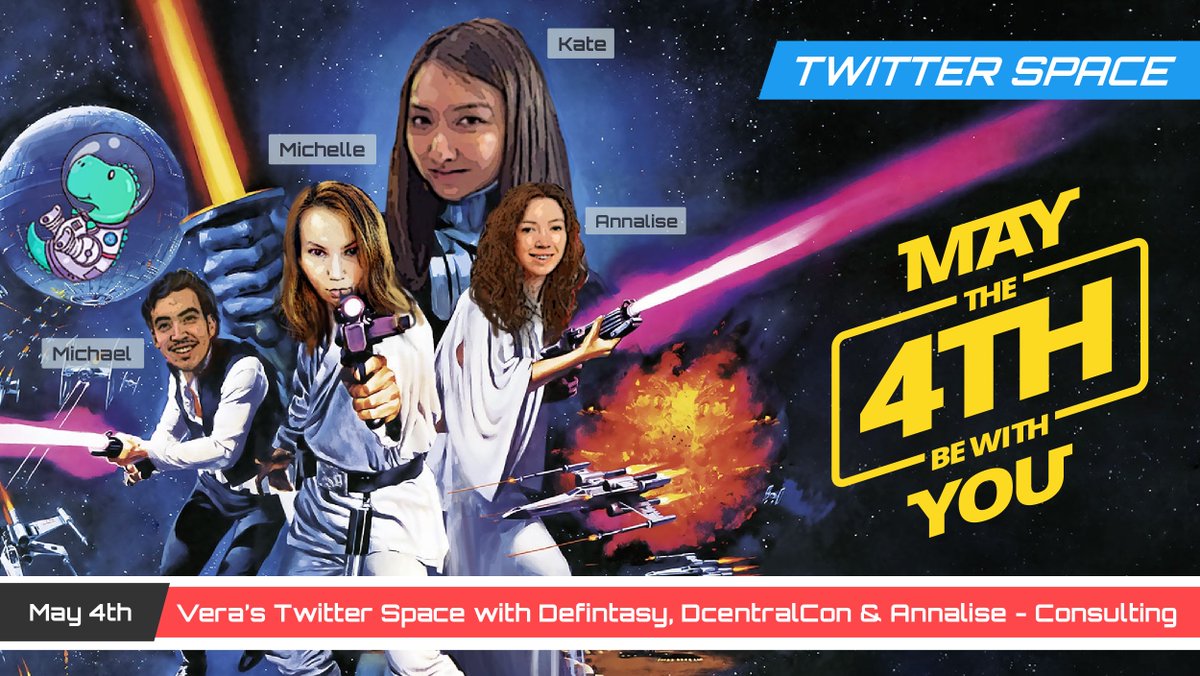 VeraNFTs's tweet photo. May the 4th be with you.
Vera’s second Twitter Space is happening on the 4th of May featuring guest speakers @BITGODDESSES,@mathandgod and @LDAMichael. Stay tuned to find out more 🔥
#vera #twitterspace #starwars #theme #voshi #podcast #nft #nftcommunity https://t.co/Zc49Liv7R7