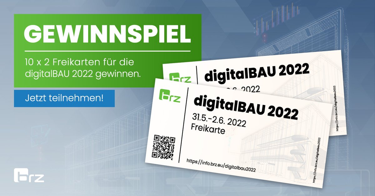brzdeutschland's tweet photo. Hast Du schon Karten für die #digitalBAU 2022? 
Gewinne jetzt bei BRZ 10 x 2 Freikarten und besuche uns in Halle 1, Stand 20

Entdecke unsere Innovationen, die wir auf der digitalBAU 2022 vorstellen: https://t.co/D6BTfz2kUd https://t.co/hDJKjQ6mIq