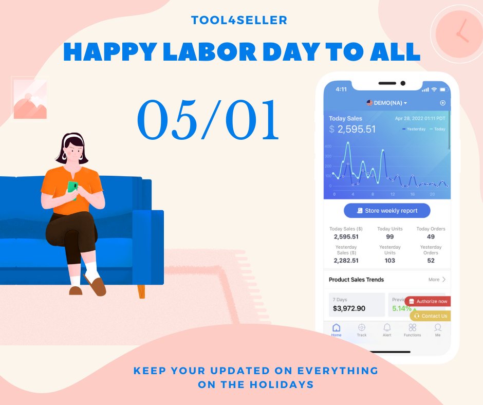 tool4seller's tweet photo. Happy #LaborDay to all! You can easily track and monitor your sales and marketplaces on the tool4seller app. Download here:https://t.co/AgnIJSvf6i 

#sellonamazon #competitortracking #amazonseller #amazonsellertips https://t.co/M838lprYb4