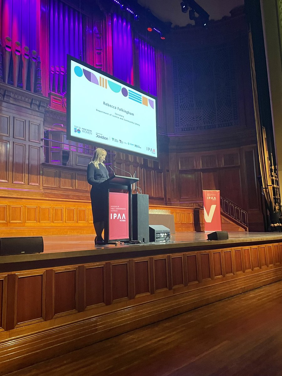 IPAAVic's tweet photo. Rebecca Falkingham keynote address noted the challenges of the last two years. The pandemic has brought into focus what women have be up against before the pandemic.  #Top50PublicSectorWomen https://t.co/PQw5GqFQBx