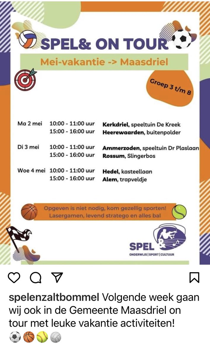 SWBommelerwaard's tweet photo. Komende week veel activiteiten voor kinderen in Maasdriel, aanmelden hoeft niet. @Gem_Maasdriel @BWDgids @BommelerwaardN 
Dus doe lekker mee: https://t.co/b3Ql0SALoh