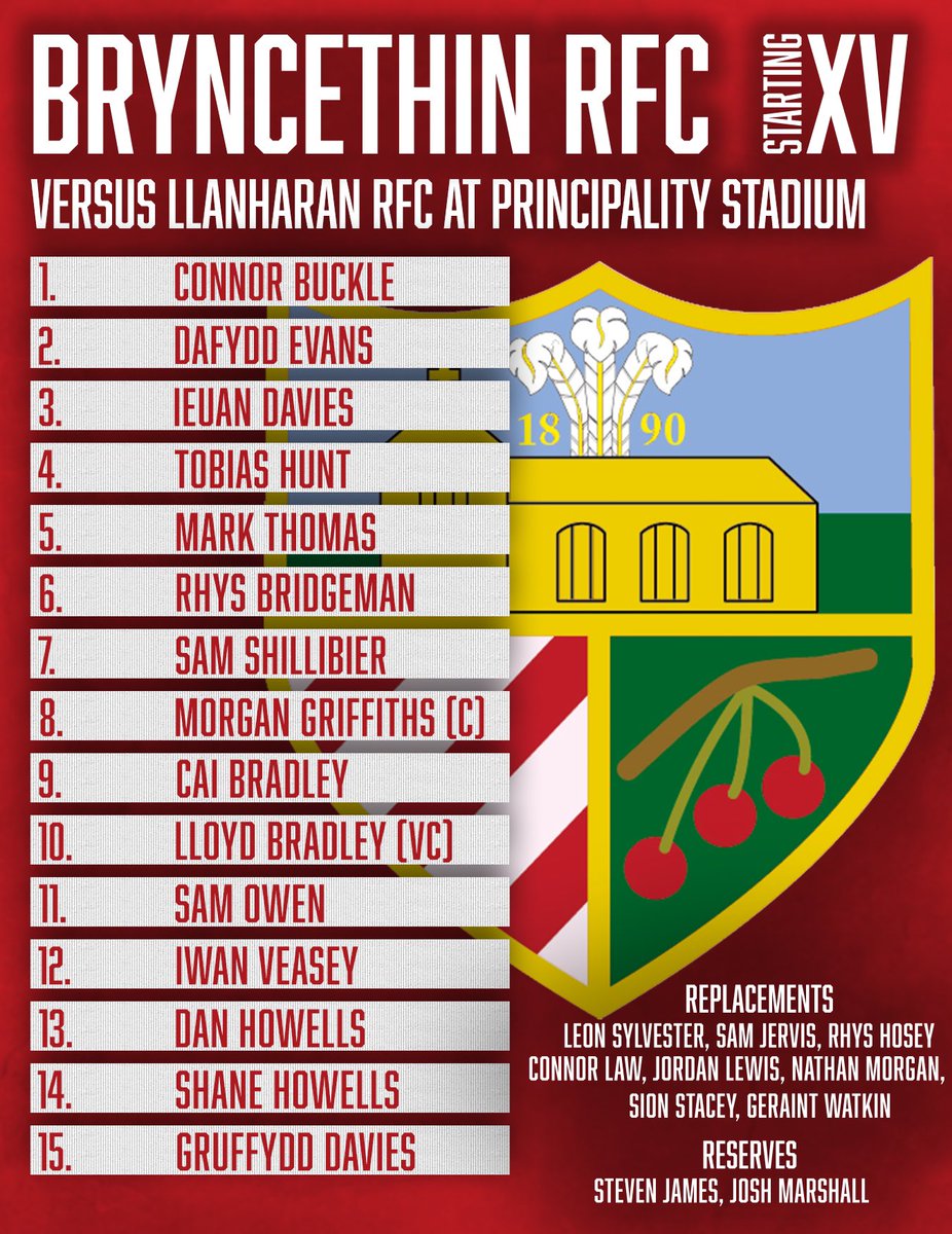 Here’s the 🍒&amp;⚪️ squad to take on Llanharan at the Principality Stadium tomorrow in the National Bowl Final. Looking forward to seeing you all there 🔥

#CherryAndWhites #MALORJ14