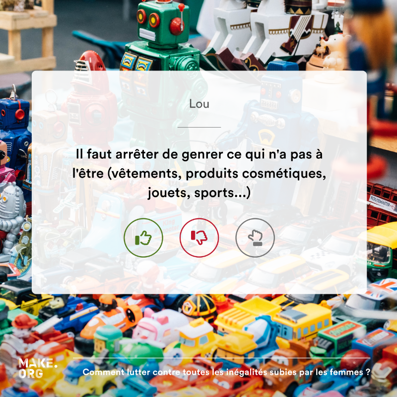 Make_org's tweet photo. 📢 Le 7 mars 2022, @Make_org a lancé avec ses partenaires, la Grande Cause #InégalitésFemmes 
🙋‍♀️🙋‍♂️ La parole est à vous ! Proposez vos solutions, réagissez aux propositions citoyennes, et agissez contre les inégalités subies par les femmes !▶︎ https://t.co/wVG5VZOEBe