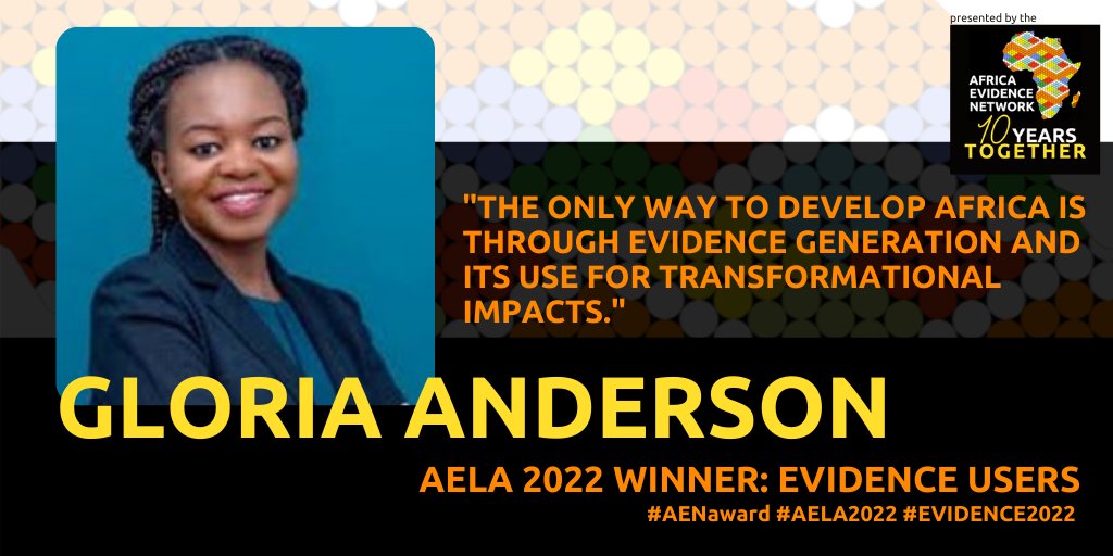 Africa_evidence's tweet photo. 🆕#AENBlog
“The only time for Africans to work hard for sustainable development in Africa is now!” says #evidencechampion @gloriaanderson_ winner of the #AELA2022 Evidence User category.
💻Read the full bog post: https://t.co/vM44ioHMSD
#EVIDENCE2022 #AENis10🥳 https://t.co/CBkdkoyAMk