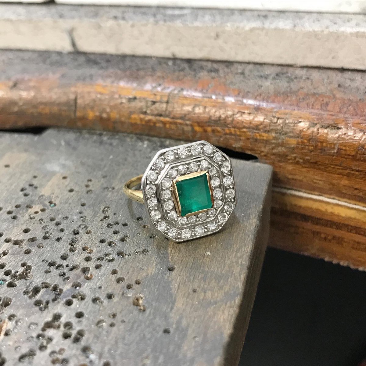 This elegant emerald and diamond dress ring came in for restoration. The original setting that held the emerald was so thin, I could lift it with my finger nail. It now has a much stronger setting and a heavier ring shank, both of which have been made from my customer’s gold.