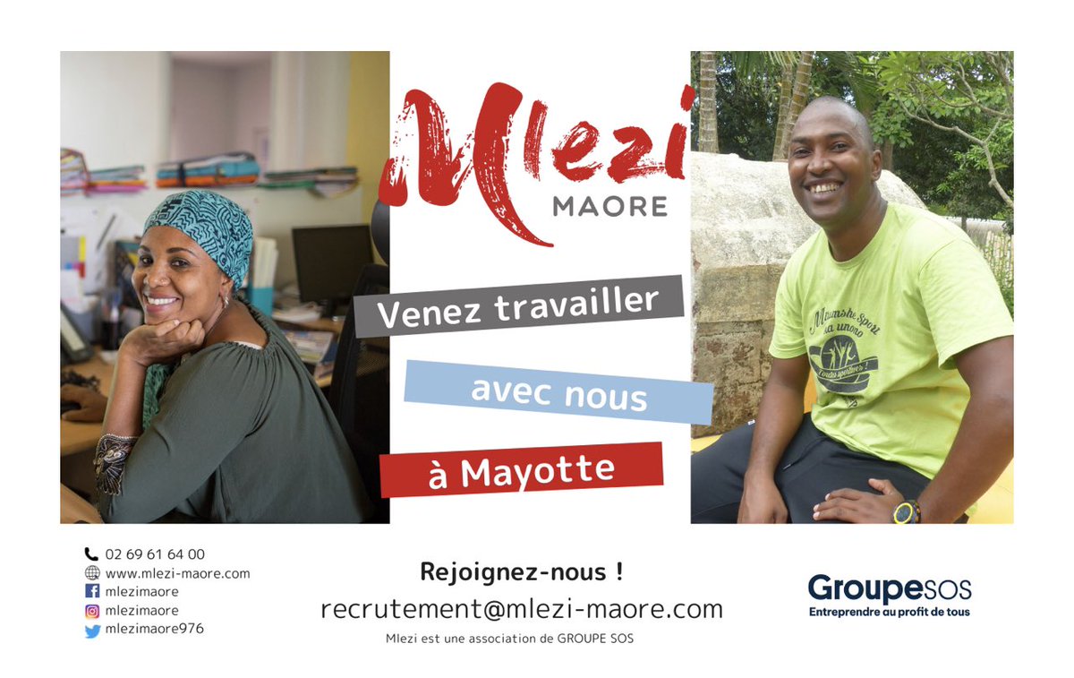 Osez Mayotte. 170 postes à pourvoir. Immédiatement. <a href="/Mlezimaore976/">Mlezi Maore</a> <a href="/GroupeSOS/">Groupe SOS</a> en outre-mer