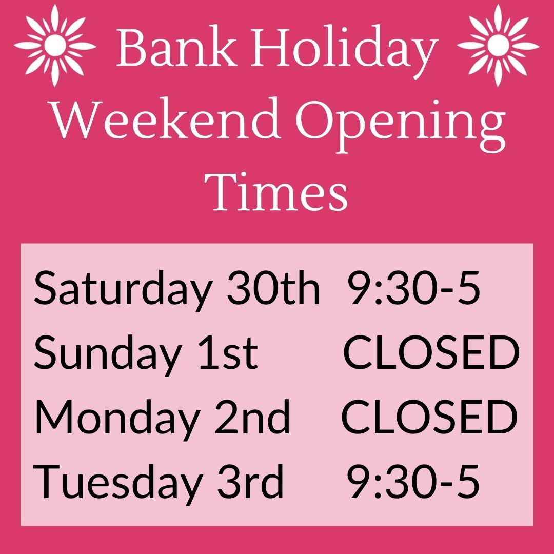 jessie_juniper's tweet photo. Another bank holiday!? We are closing again on Monday to enjoy a day in the (hopefully) sunshine. Pop in and see us on Friday, Saturday or Tuesday instead! 

#openingtimes #bankholiday #jessiejuniper https://t.co/l5ZmpcJxs8