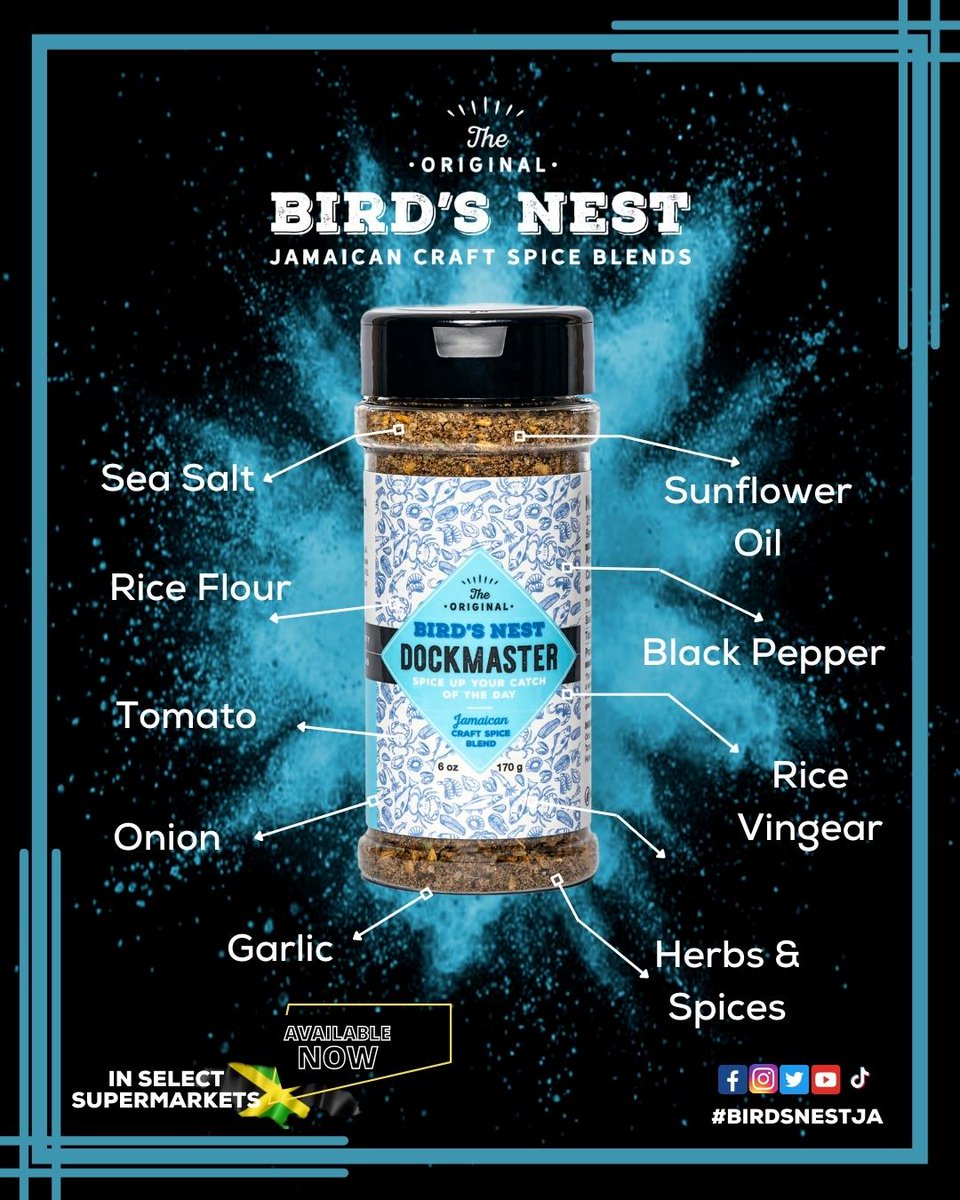 birdsnestja's tweet image. Spice up your catch of the day! This is the complete spice blend for all seafood. It even works well on vegetables, chicken, and even in dressings!!! Our Birds Nest #Dockmaster Jamaican Craft Spice Blend is available at select supermarkets islandwide. #BirdsNestJA