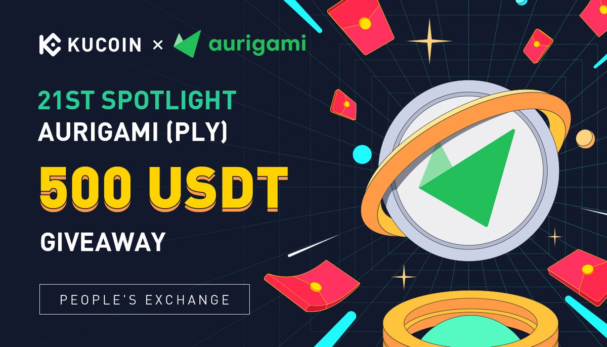Subscription for the $PLY Token Sale on #KuCoinSpotlight is NOW OPEN!

➡️ kucoin.com/land/spotlight…

💰 $500 GIVEAWAY 💰 
✅ Follow <a href="/kucoincom/">KuCoin</a> <a href="/aurigami_PLY/">Aurigami</a>
✅ RT with #KuCoinSpotlight &amp; tag 3 friends
🎁 10 winners will get 50 $USDT each