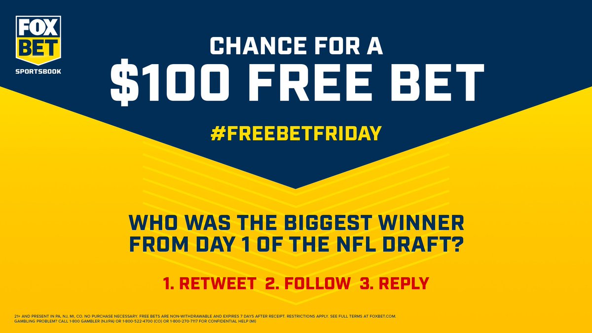 FOXBet's tweet photo. 🚨 𝗪𝗜𝗡 𝗔 $𝟭𝟬𝟬 𝗙𝗥𝗘𝗘 𝗕𝗘𝗧! 🚨
 
Five randomly selected people will win 🤑

Full rules: https://t.co/lEQuf6V6JJ

#FreeBetFriday #giveaway https://t.co/NIbjcystO9