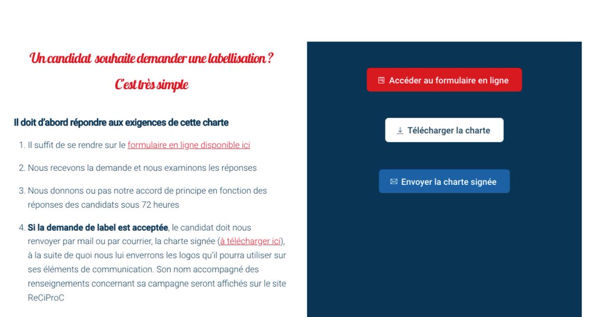 CorinneReverbel's tweet photo. 2/
Les candidats aux législatives 2022 peuvent demander le label ReCiProC
ReCiProC, @BonsensOrg et les autres associations partenaires - @aimsib @RSAofficiel #CSAPE #SantéJusticeFrance - soutiendront leur candidature auprès de leurs adhérents
https://t.co/NrL4Jzr05p https://t.co/mkUarL68gi