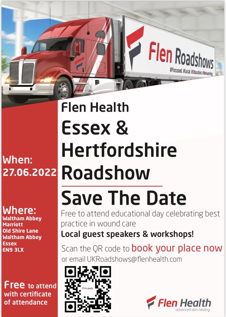 🚨 @FlenHealth Roadshows are coming round fast! Next up we have the Essex & Hertfordshire Roadshow on Monday 27th June. Don’t forget to save the date! You can register your place by scanning the QR code. Full agenda coming soon. #IAmFlenHealth #FlenRoadshows #Education #Flaminal