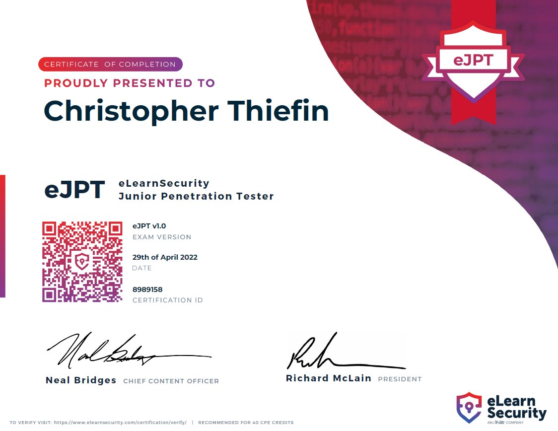 ProcessusT's tweet image. La certification eJPT de @eLearnSecurity in da pocket !
#RoadToOSCP