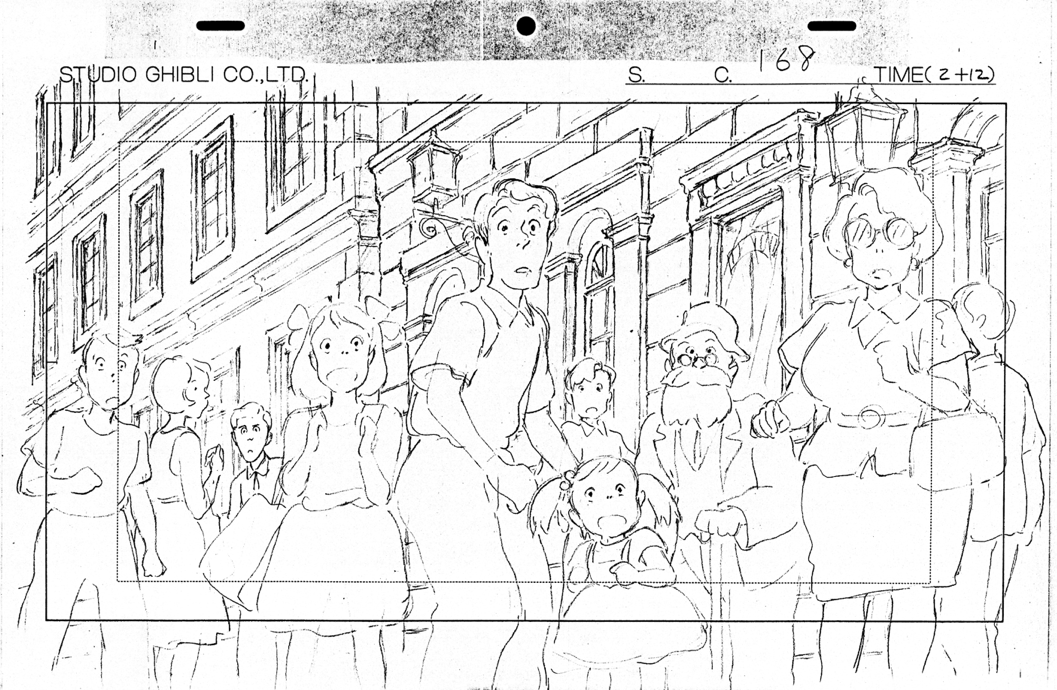C-168、2秒12コマ。
レイアウト・原画は #近藤喜文 さん。
トンネル前で車に驚き引き返し、人垣の中を飛ぶキキ。
それぞれの驚き方、避け方が個性的。
果たして何人描かれて…以下略。
#魔女の宅急便 #宮崎駿 