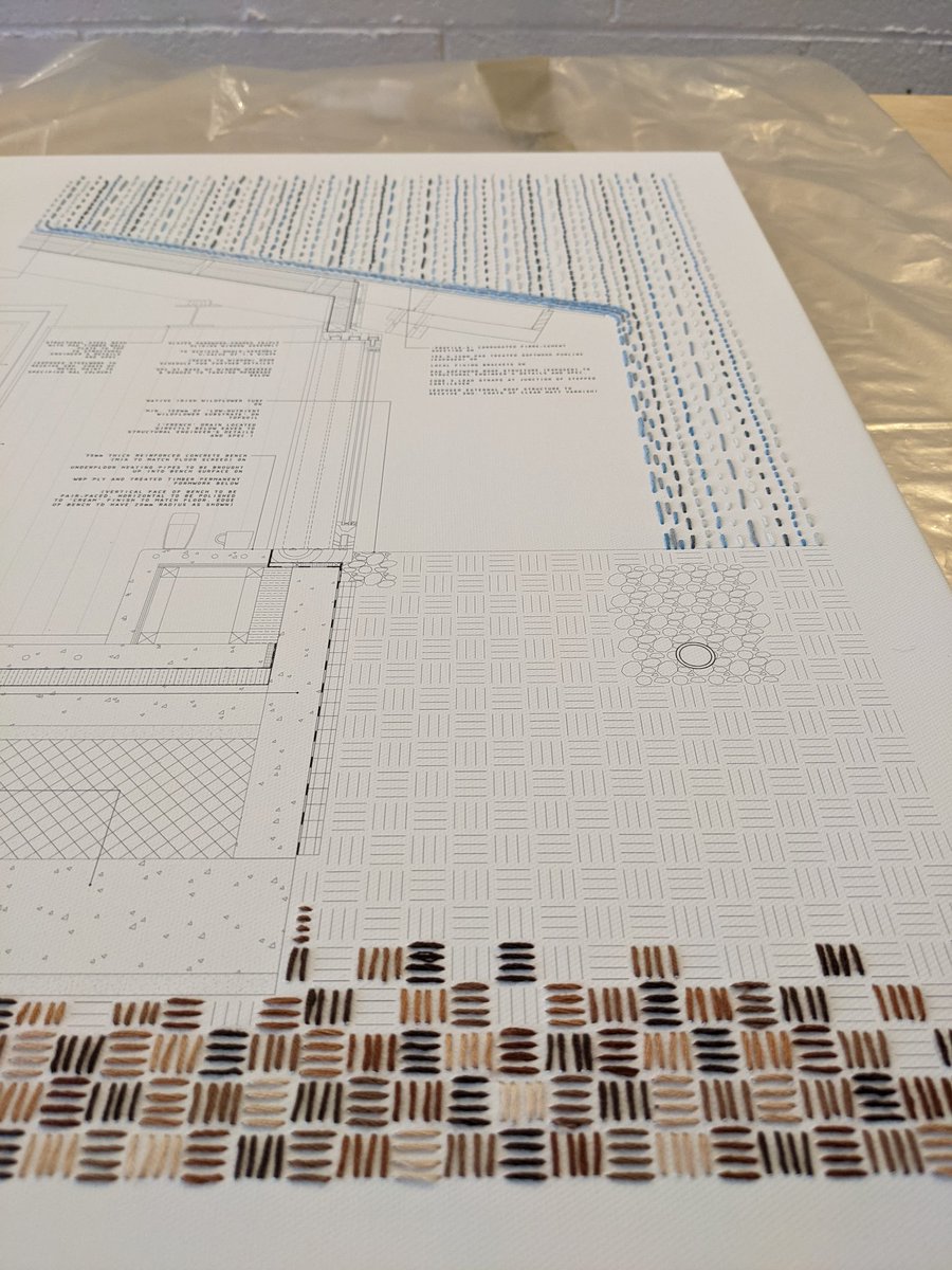 taka_architects's tweet image. Forget BIM, embroidery is the future of architectural drawings.